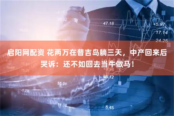 启阳网配资 花两万在普吉岛躺三天，中产回来后哭诉：还不如回去当牛做马！