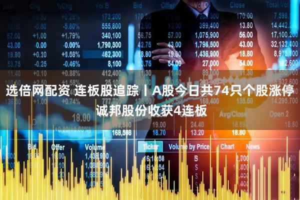 选倍网配资 连板股追踪丨A股今日共74只个股涨停 诚邦股份收获4连板